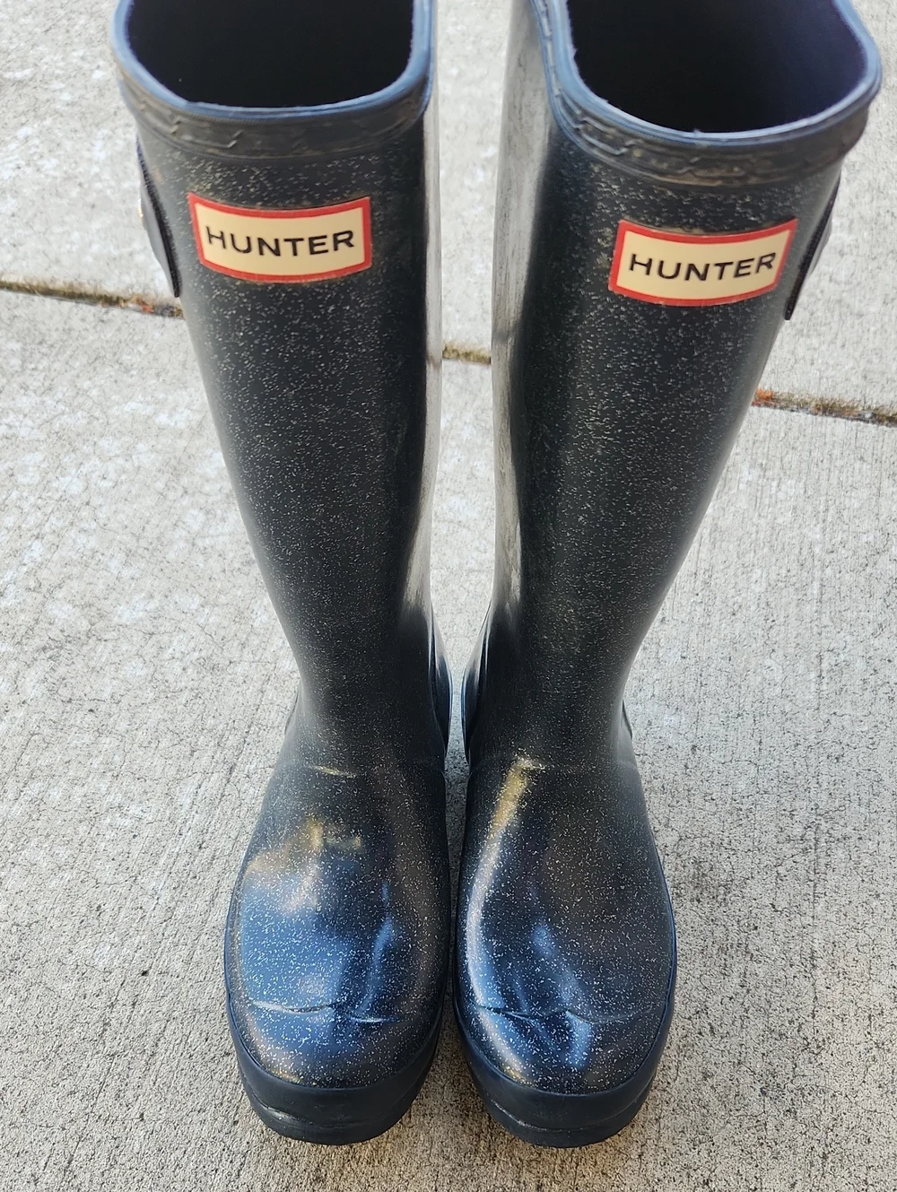 Hunter Rain Boots Navy Glittered Eu 37 G 6 B 5